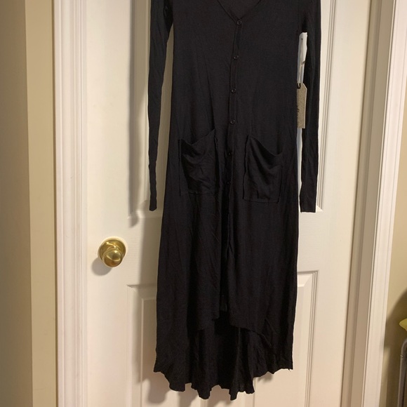 NWT Buttoned Black Long Cardigan/Duster size XS - Picture 3 of 8